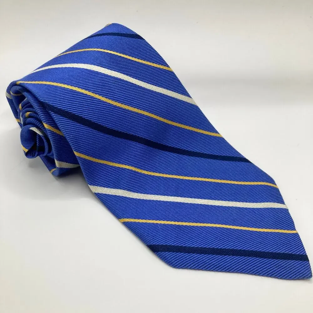Lauren Ralph Lauren 100% Silk Blue Striped Repp Tie Regimental Preppy Gift